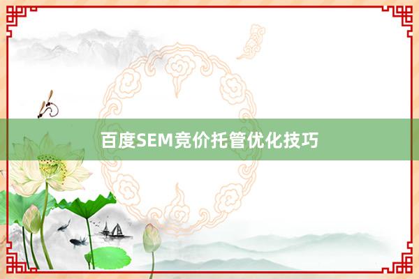 百度SEM竞价托管优化技巧